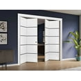 thumbnail image 3 of Sliding Closet Double Bi-fold Doors | Planum 0015 White Silk with Frosted Glass | Sturdy Tracks Moldings Trims Hardware Set | Wood Solid Bedroom Wardrobe Doors, 3 of 5