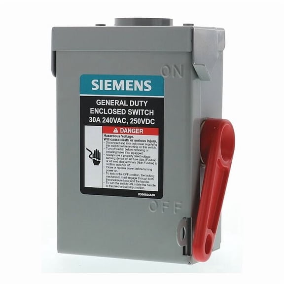 Siemens Safety Switch, Non-Fusible, 30 A, Steel GNF221RA