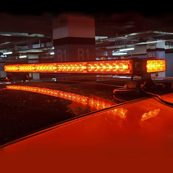 Evershine Signal 32.3 Inch 66 Led Strobe Flashing Light Bar Double Side Emergency Hazard Warning Lighting Bar with Magnetic for Car Truck Roof Safety-Amber(ES-318-5A)