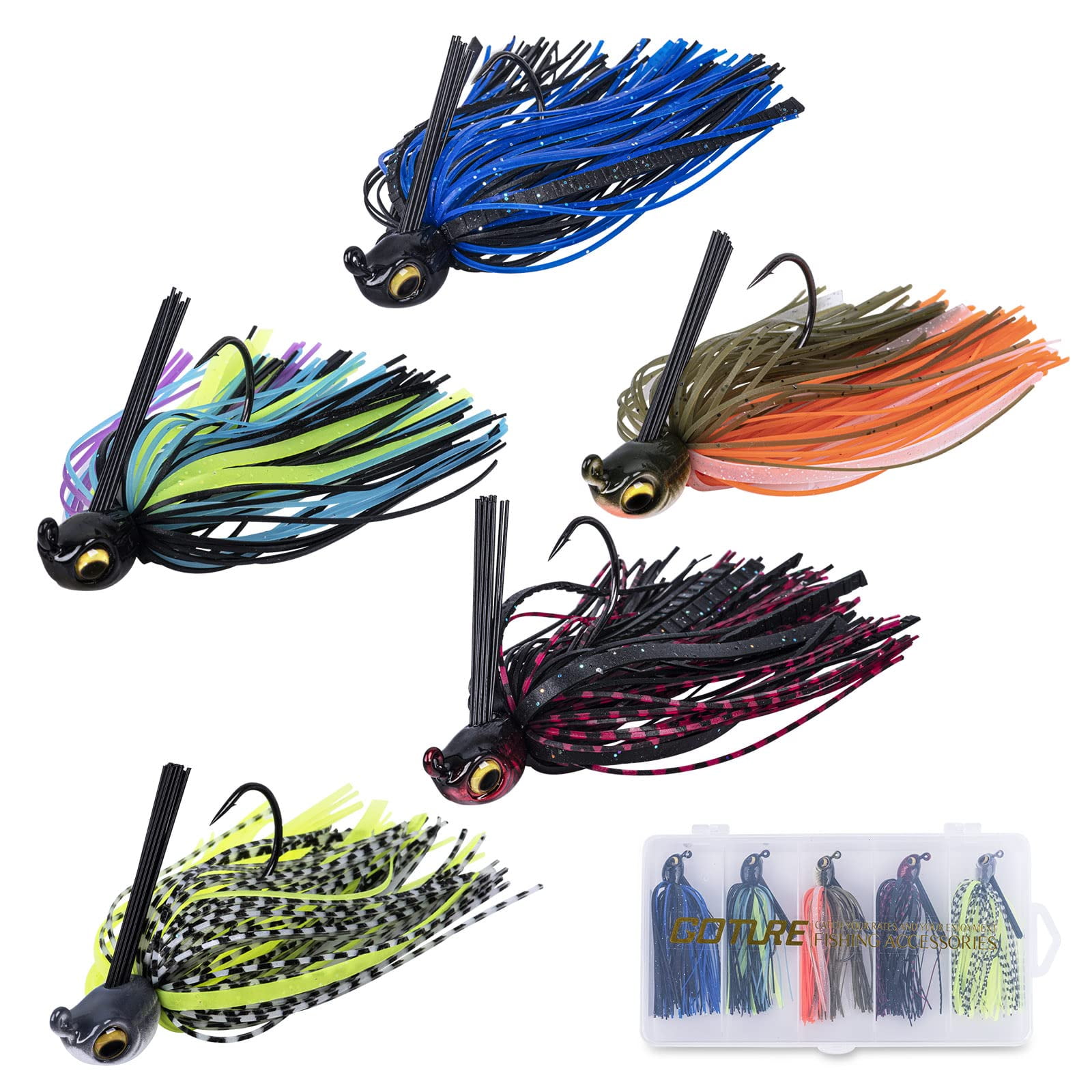 Goture Bass Jigs with Weed Guard Fishing Jigs Silicone Skirts Flipping