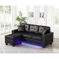 thumbnail image 2 of Sorenza 74" Black PVC Fabric Rev.Sect Chaise w/LED+USB Port+Pillows+Tufted Cush., 2 of 5