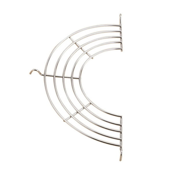 Escurridor de aceite semicircular de acero inoxidable para sartenes o ollas, colador de grasa, conector para vaporera, separador de grasa para carne y verduras, tamaño pequeño (14 x 27,5 cm) o