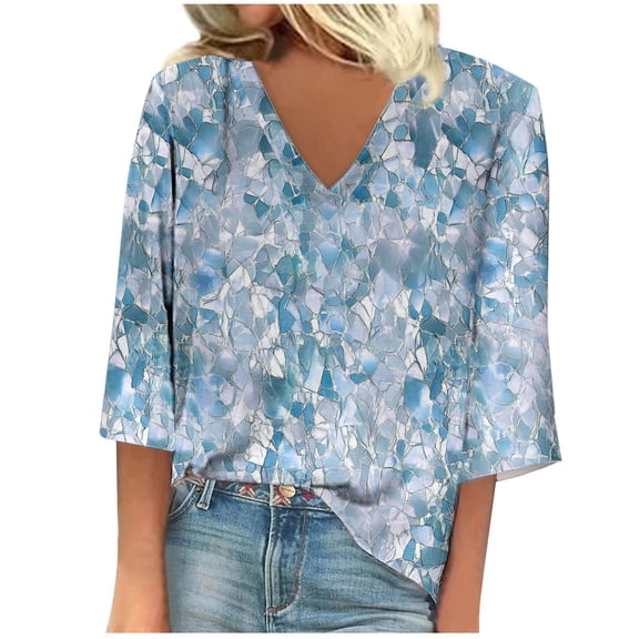 AOOCHASLIY Valentine's Day Women's Topss Trendy Women Tops Summer V Neck Women Long Sleeve Casual Tops Regular Printed Blouse