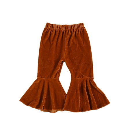 

Canrulo Todderl Baby Girls Velvet Bell-Bottoms Pants Long Flared Trousers Casual Elastic Waist Pants Clothes Orange 3-4 Years