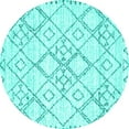 thumbnail image 1 of Ahgly Company Machine Washable Indoor Round Solid Turquoise Blue Modern Area Rugs, 5' Round, 1 of 4