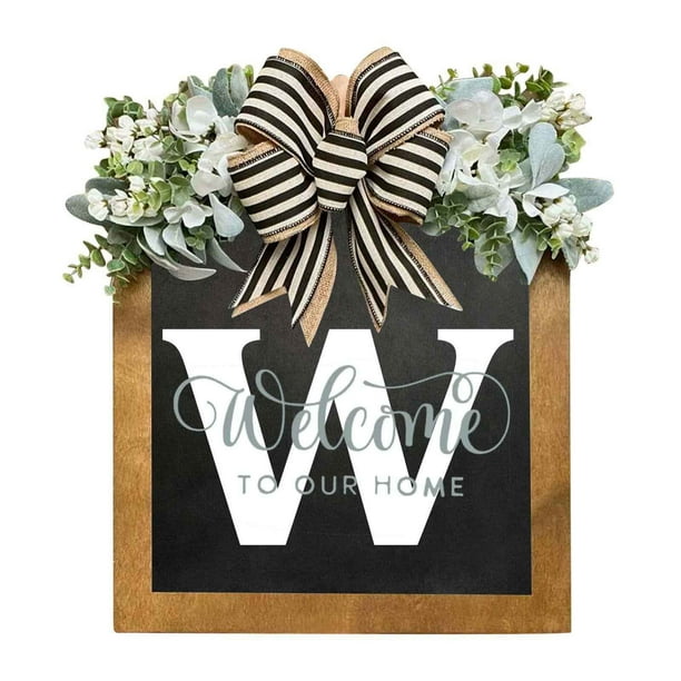 Corona de Madera Personalizada con Apellidos: Placa Colgante para Puerta Principal, Ideal para Todo El Año, con Letras Del Alfabeto de La a A La Z para Decoración Del Hogar y Regalos.