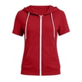 thumbnail image 7 of WRFWUL Womens Zip Up Short Sleeve Hoodies Open Front Fall Hooded Pullover Sweatshirt with Pockets, 7 of 7