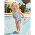 thumbnail image 5 of BemeyourBBs Toddler Baby Girl Summer One Piece Swimsuit Infant Girl Bathing Suit Cute Daisy Lemon Print Flying Sleeve Round Neck Swimwear for Pool Beachwear, 5 of 9