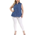 thumbnail image 2 of Agnes Orinda Women's Plus Size Chambray Sleeveless Button Work Shirts 1X Blue, 2 of 8