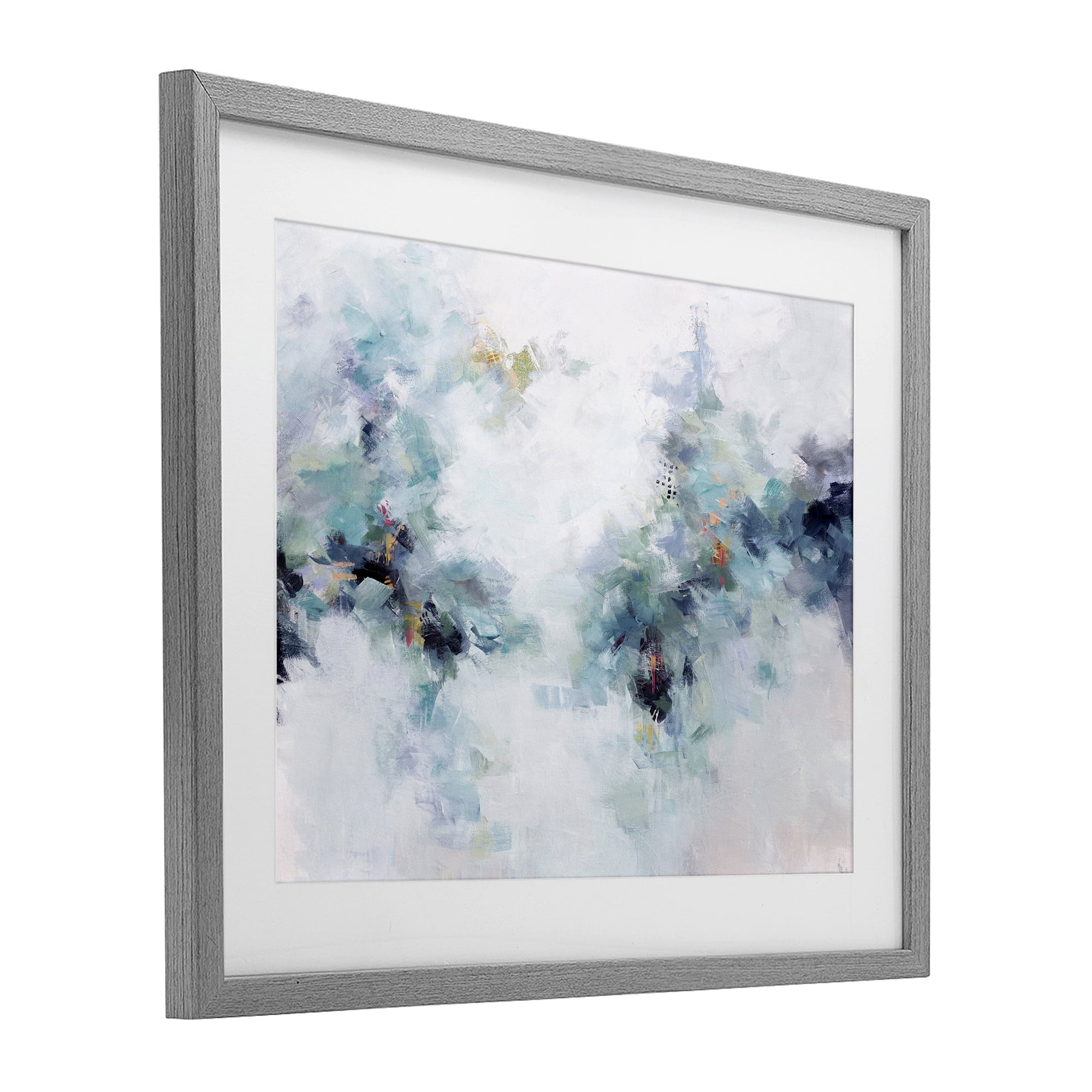 Reaching Out Abstraction Gray Framed Print Under Glass, design by Karen Hale