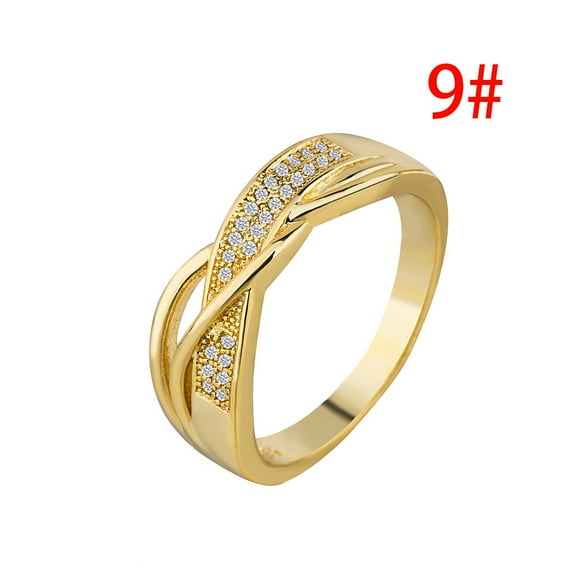 Xihbxyly Anillo de Oro Amarillo de 18 Quilates con Diamantes Engastados para Mujer