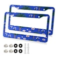 thumbnail image 2 of 2-Pack Aluminum License Plate Frame with 2 Holes for GM License Plate Cover with Free Screws Blue Summer Palm Trees, 2 of 8