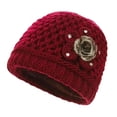 thumbnail image 5 of Skymirror Mother Hat Flower Rhinestones Shiny Solid Color Autumn Winter Thickened Plush Lining Knitted Beanie Hat Streetwear, 5 of 8