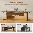 thumbnail image 5 of 63" L Shaped Executive Desk with Mobile File Cabinet, Modern Corner Computer Desk with Power Outlets, Desk Business Workstation Set, Walnut, 5 of 9