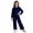 06# Navy, variant on UKHCCC Girls Ribbed Knit 2 Piece Outfit Set, Long Sleeve Crew Neck Pullover Top and Wide Leg Pants, Casual Lounge Set