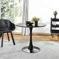 thumbnail image 4 of HQZX Mid Century Black Round Dining Table, Coffee Table, 31.5 Inch, Metal Base Table, Seats 2-4, 4 of 9