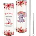 thumbnail image 1 of Elephant Tumbler with lid and straw, 20 oz Watercolor Elephant Cup, Elephant and Floral Insulated Tumblers, Just A Girl Who Loves Elephants Gift for Women, 1 of 5