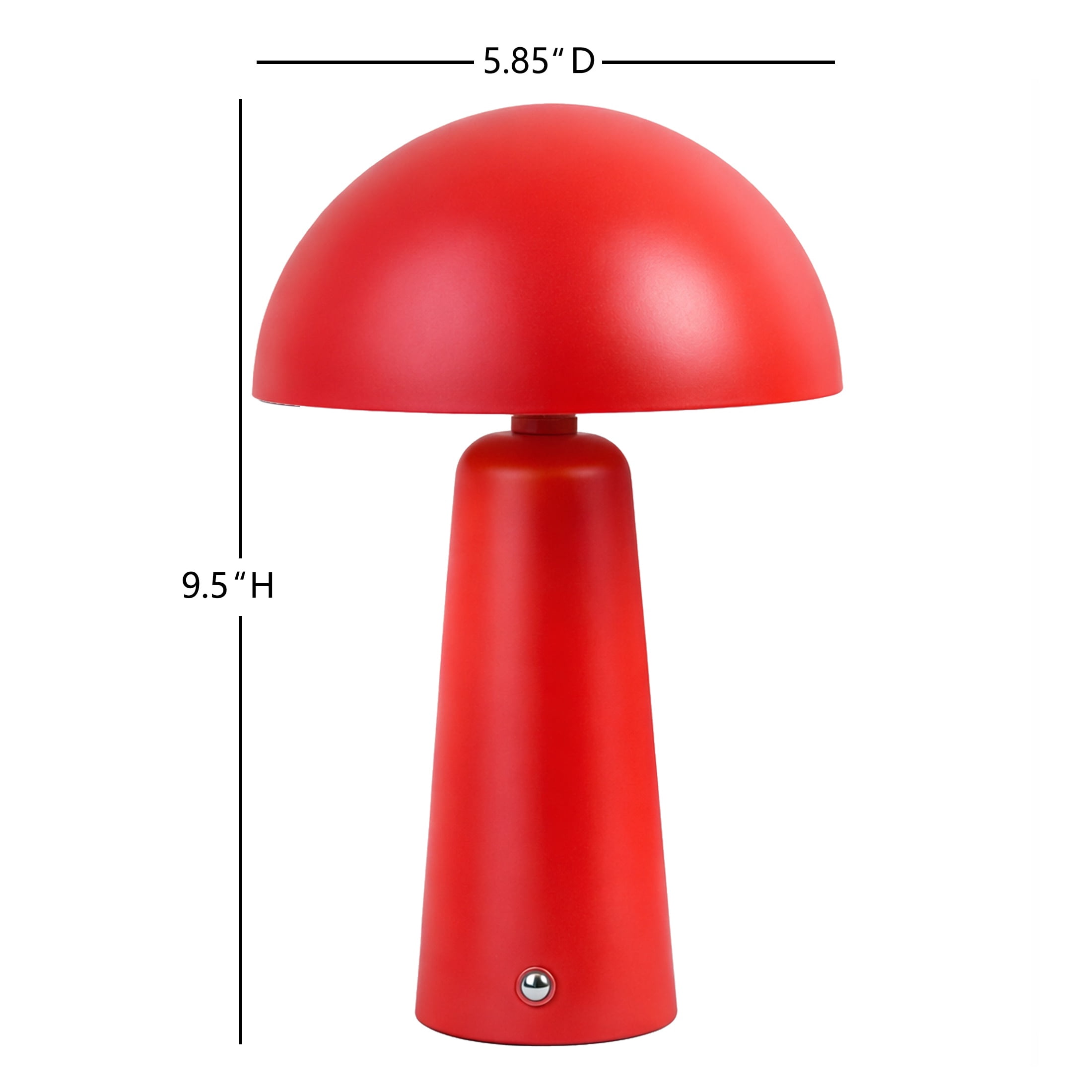 Better Homes & Gardens 9.5" Red Dome Rechargeable LED Portable Lamp with Dimmable Touch Sensor