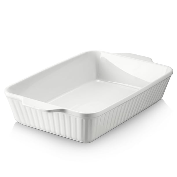 DOWAN Cacerola de cerámica de 9 x 13 para hornear, bandeja grande para lasaña profunda para horno, bandeja para hornear de 4,2 cuartos con asas, segura para horno y duradera, para lasaña, regalo de bo