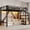 Natural Wood+Black, variant on Bellemave Twin XL Loft Bed with Stairs and Storage Wardrobe, Metal Loft Beds Frame with USB Ports and LED Lights,Game Loft Bed Twin XL with Large Under-Bed Space, Easy Assembly (Natural Wood +Black)