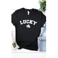 thumbnail image 2 of Retro Lucky White ink Shamrock Graphic Tee T-Shirt PLUS, 2 of 4