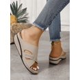 thumbnail image 2 of Women's Summer New Black Metal Buckle Flip Flops, Fashionable, Comfortable, Elegant, Casual, Beach, Wedge, Thick-Soled Sandals, Plus Size, 2 of 4