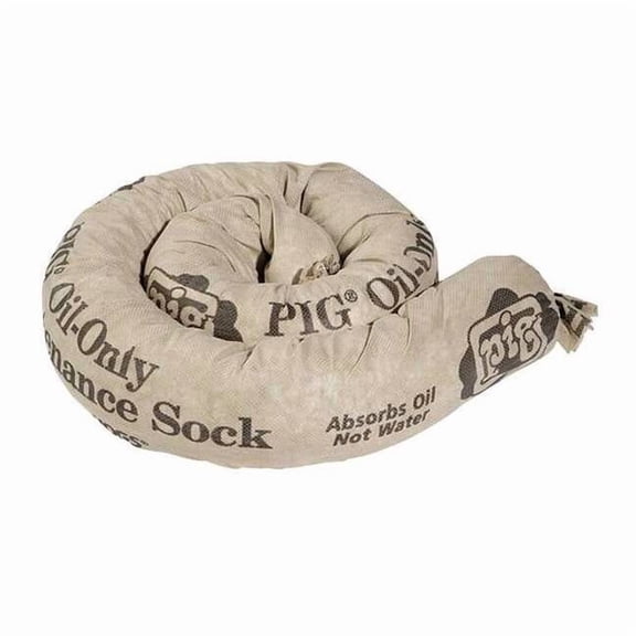 Pig Sorbent Sock, 30 gal, 3 in x 42 in, Oil, Brown, 30 PK SKM500