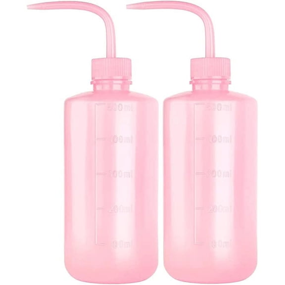 Xiao Hua 500ml Plastic Safety Wash Bottle, Pink Lab Squeeze Bottle with Narrow Mouth and Scale Labels, Squirt Bottle For Plant Flower Succulent Watering - 2 Packs