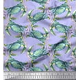 thumbnail image 1 of Soimoi Blue Silk Fabric Crabs Ocean Fabric Prints By Yard 42 Inch Wide, 1 of 3