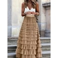 thumbnail image 6 of Women'S Long Maxi Tulle Skirts A Line Ruffle High Waisted Tiered Layered Mesh Tutu Skirt Petticoat Khaki S, 6 of 8