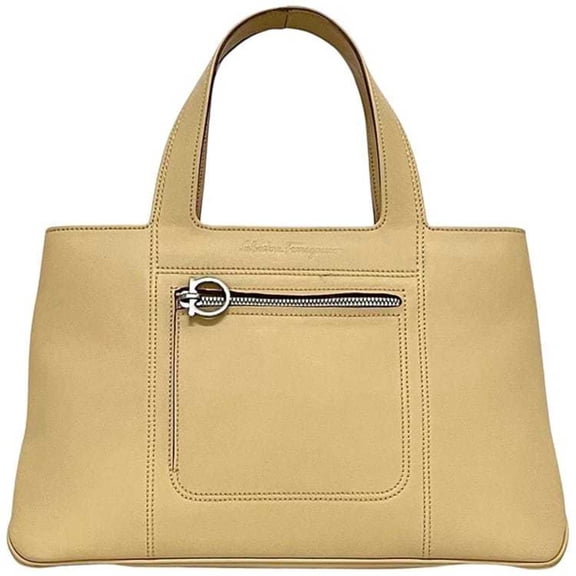 Pre-Owned Salvatore Ferragamo handbag ec-24374 beige Gancini DY-21 leather 4301 tote... (Good)