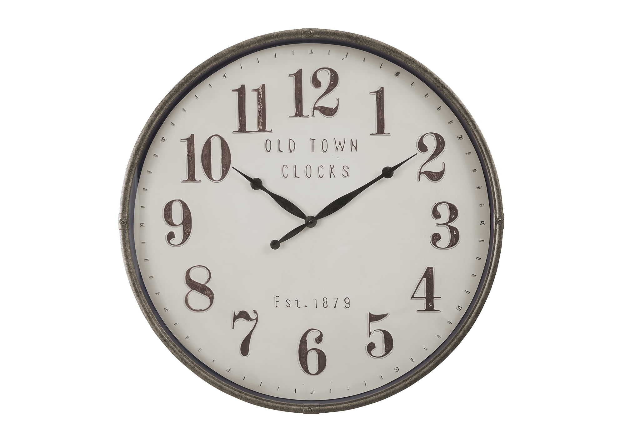 Clocks - 30" Round - Large Oversized - Wall Clock - Brown - Transitional