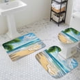 thumbnail image 3 of Ocean Beach Bathroom Rugs Set Palm Trees Non Slip Absorbent Soft Bath Mats 3 Piece Set with Bathroom Rug, U-Shaped Floor Mat, Toilet Seat Cover Small Size, 3 of 9