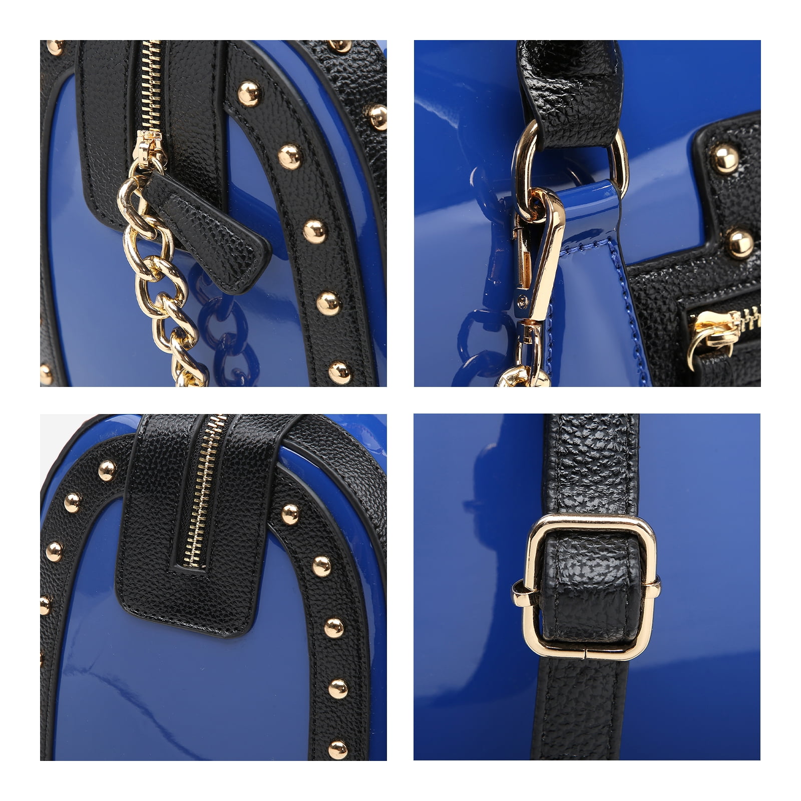 Shiny Patent Faux Leather Handbags Barrel Top Handle Satchel Bag Shoulder Bag for Women