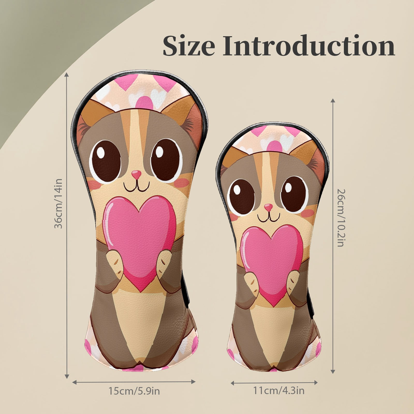 Golf Club Head Covers CatHoldingHeart Premium Plush Velvet Lining, Waterproof Golf Headcovers Driver & Fairway Woods for Scratch Protection Novelty Gift for Men & Women