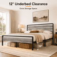 thumbnail image 4 of Zimtown Full Platform Bed Frame with 12-Inch Under-Bed Storage, LED Lighted Headboard & Footboard, Modern Apartment Bedroom,Gray, 4 of 9
