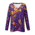 thumbnail image 6 of Mardi Gras Shirts Womens Sequins Glitter Long Sleeve Graphic Tee Sparkly V Neck Holiday Blouse Purple Pink S, 6 of 6