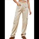 thumbnail image 1 of Pantalones Cargo de Cintura Alta para Mujer, Pantalones Casuales de Pierna con 6 Bolsillos. Caqui Superficial L, 1 of 9