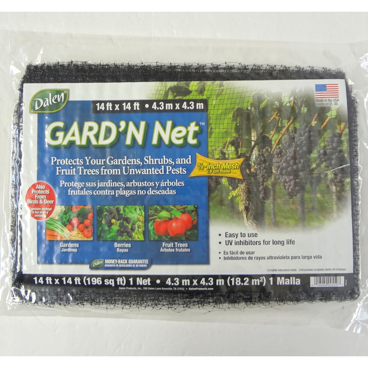 5/8" Mesh For Gardens And Trees New Dalen Gard'n Net Netting 14' X 14' 