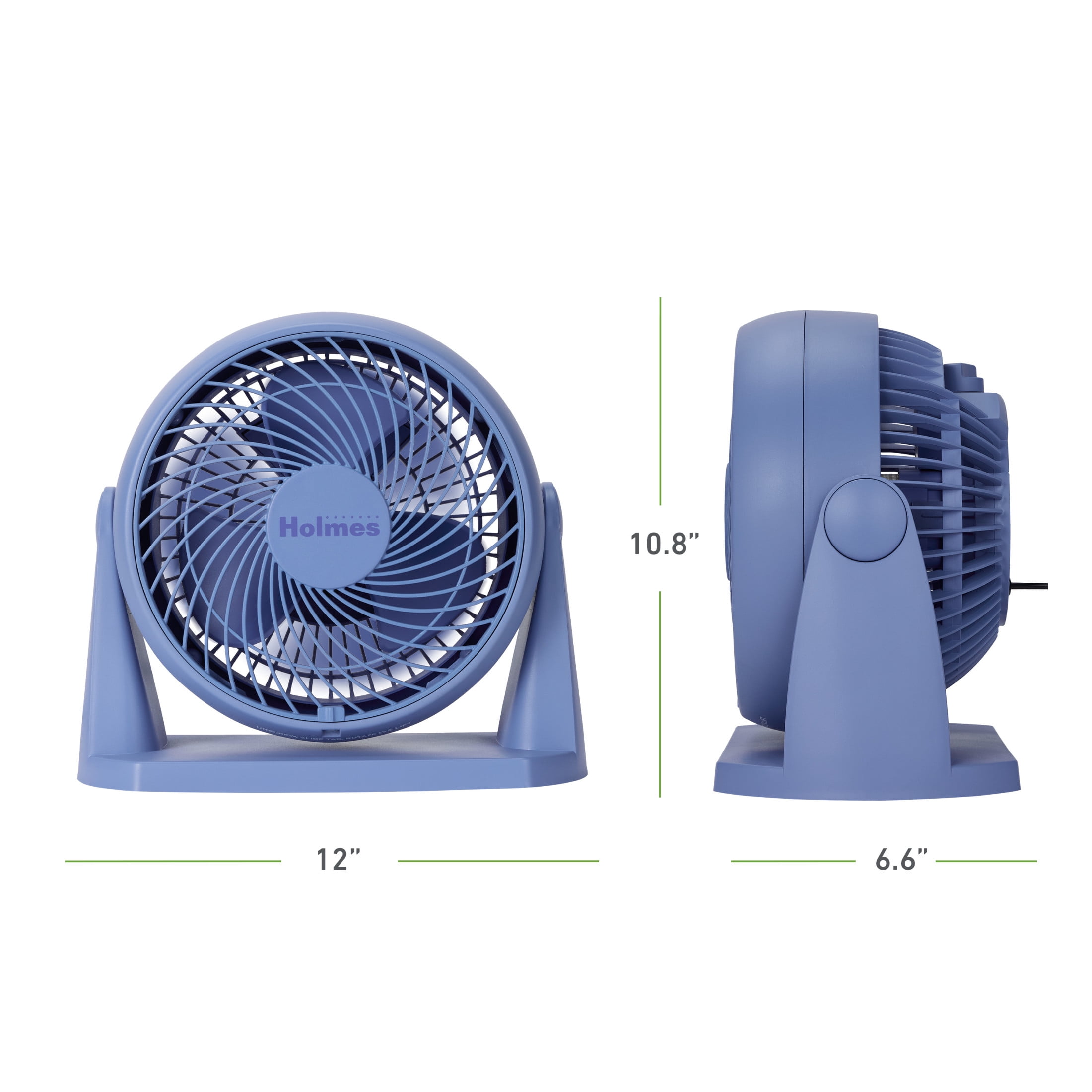Holmes Blizzard Air Circulator Fan, 3 Speeds, 90° Tilt, Removable Grill, Smoky Blue
