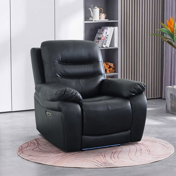 MAYEERTY Single-Seat Intelligent Recliner Sofa with Breathable Leather, LED Light & USB Charging for Bedroom Study
