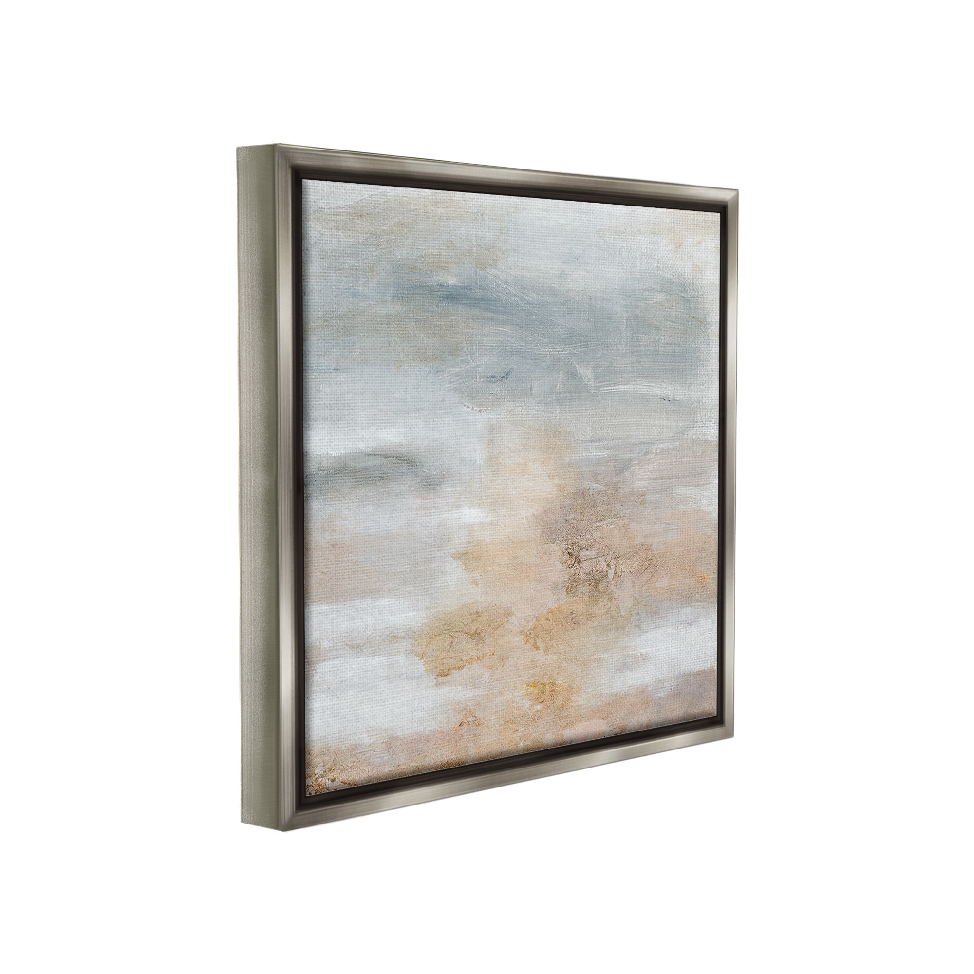 Stupell Industries Subtle Beige Abstraction Abstract Painting Gray Floater Framed Canvas Art Print Wall Art, 25 x 25