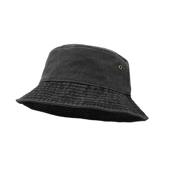 Gash Hao Bucket Hat ,Wide Brim Washed Denim Cotton Outdoor Sun Hat Flat Top Cap Sun Protection Cap