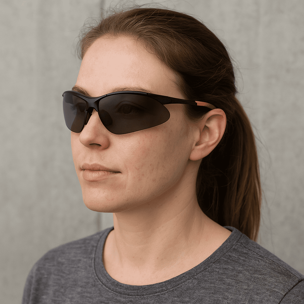 Sanoxy Safety Glasses with Wraparound Design, UV Protection, Rubber Nosepiece and Black Temples – Impact-Resistant PC Lens-Gray