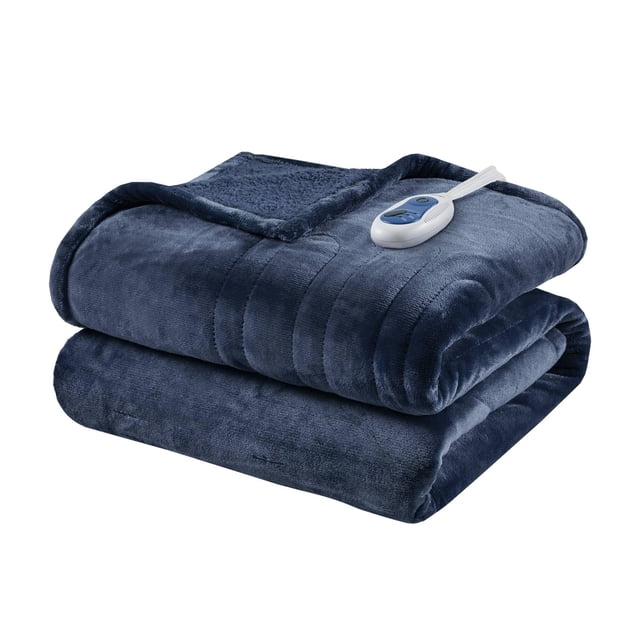 Manta eléctrica Beautyrest con calefacción, suave y cálida, color índigo