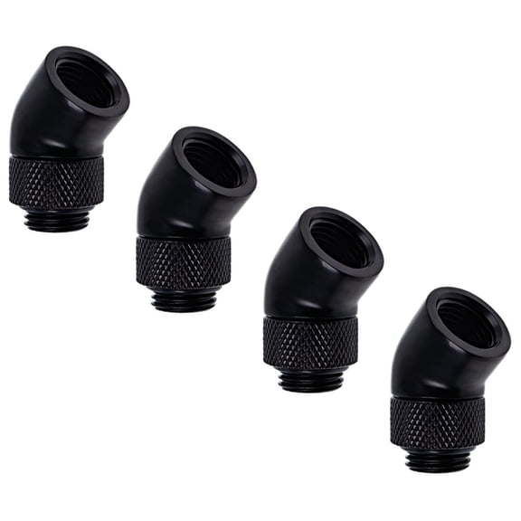 Alphacool Eiszapfen G1/4" Male to Female Extender, 45 Degree Rotary, Deep Black, 4-pack