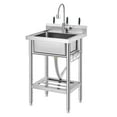 thumbnail image 1 of BeesClover Bassine Utilitaire Autoportante en Acier Inoxydable avec Robinet – Bol Simple 304, Pattes Ajustables, Tablette de Rangement, Crochets en S, Tuyaux d'Eau Chaude et Froide – Bassine de Préparation Commerciale pour Cuisine/buanderie/garage, 1 of 7
