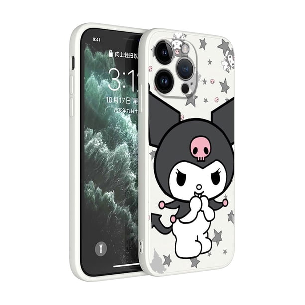 Bonita funda de teléfono Kuromi para Apple iPhone 8 13 Mini 11 Pro Max 14 Plus XR XS X 12 SE 7 6S 11pro, funda cuadrada suave de TPU líquido xuanjing unisex