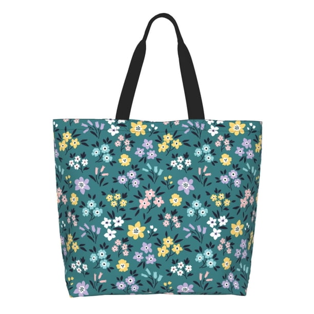 Balery Floral Bolsa Tote Estilo Estético con Cremalleras, Bolsa de Hombro, Bolsa de Compras Grande y Plegable