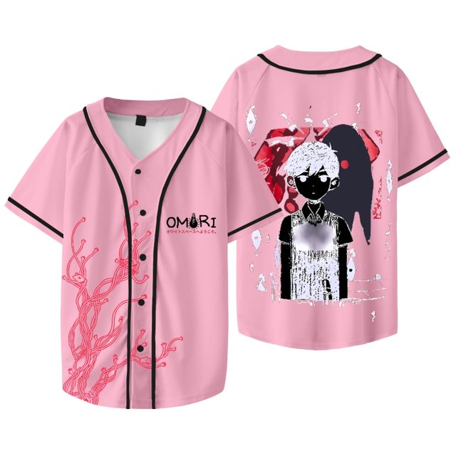 Omori Veste de Baseball de Marchandise Spatiale Rouge Été Femmes Hommes Mode Décontractée Harajuku T-Shirts à Manches Courtes,style 10,TTP